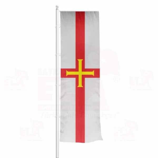 Guernsey Yatay ekilen Flamalar ve Bayraklar