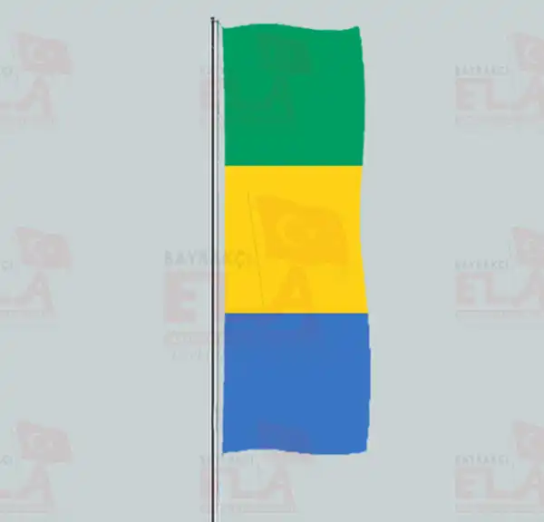 Gabon Yatay ekilen Flamalar ve Bayraklar