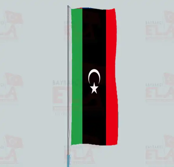 Libya Yatay ekilen Flamalar ve Bayraklar