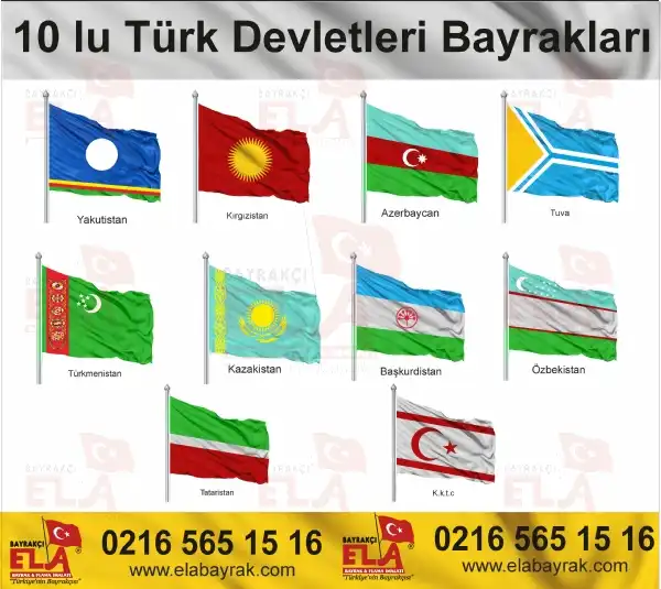 10 lu Türk Devletleri Bayrakları
