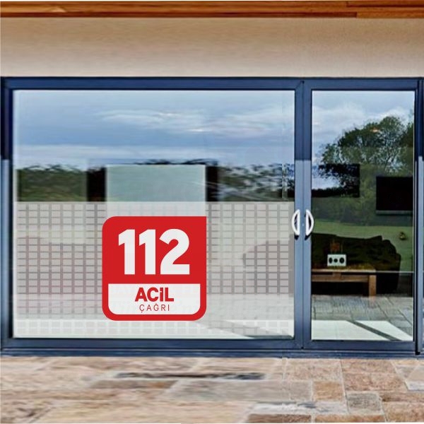 112 Acil ar Merkezi Cam Sticker Etiket 112 Acil ar Merkezi Cam Yapkan 112 Acil ar Merkezi Cam Yazs
