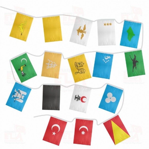 17 Li T�rk Devletleri Seti ipe Dizili Bayrak