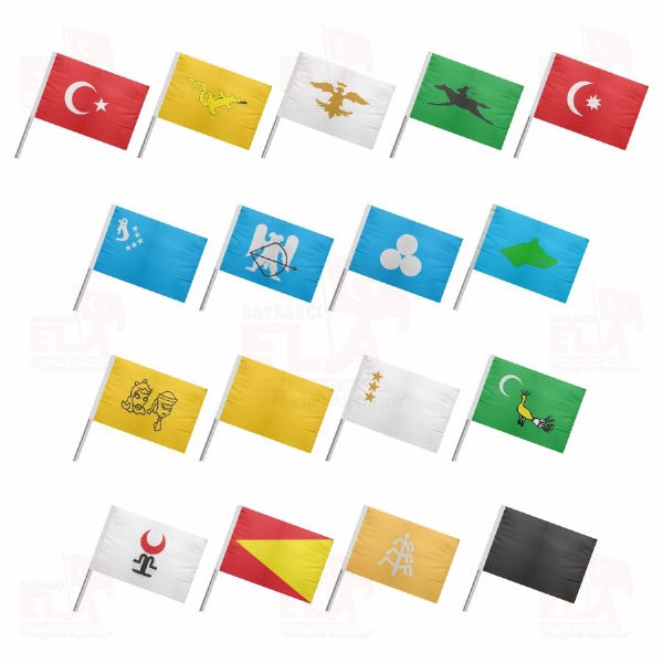 17 Li T�rk Devletleri Sopal� Bayrak Seti