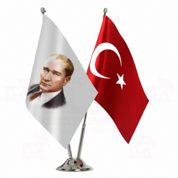 2 li Masa Atat�rk T�rk Bayra�� No M74
