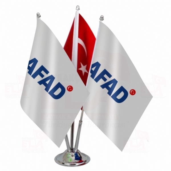 Afad Logolu Üçlü Masa Bayrağı