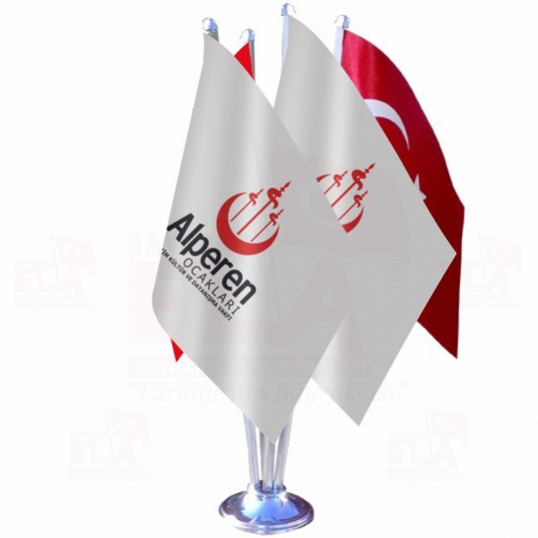 Alperen Ocaklar� Beyaz D�rtl� �zel Masa Bayra��