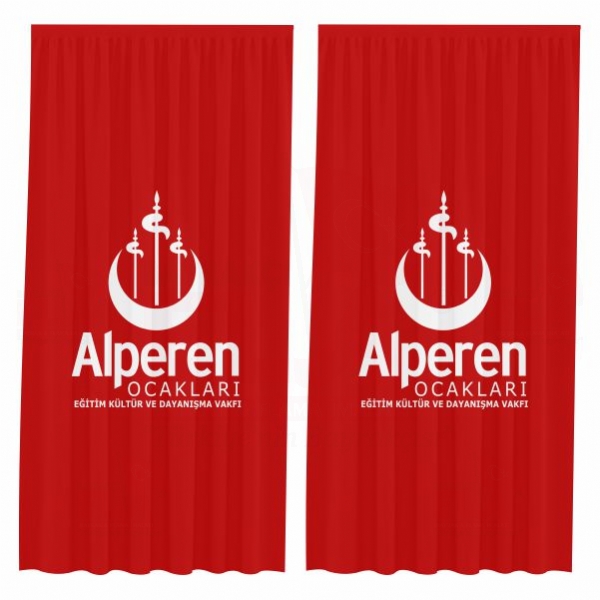 Alperen Ocaklar� K�rm�z� Bask�l� G�ne�lik Perdeler