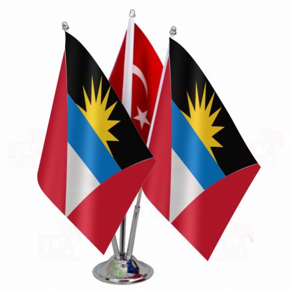 Antigua ve Barbuda Logolu ��l� Masa Bayra��