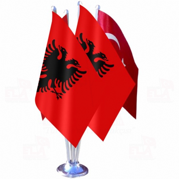 Arnavutluk Dörtlü Özel Masa Bayrağı