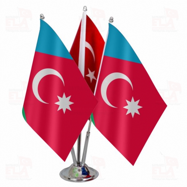 Azeri T�rkleri �ran Logolu ��l� Masa Bayra��