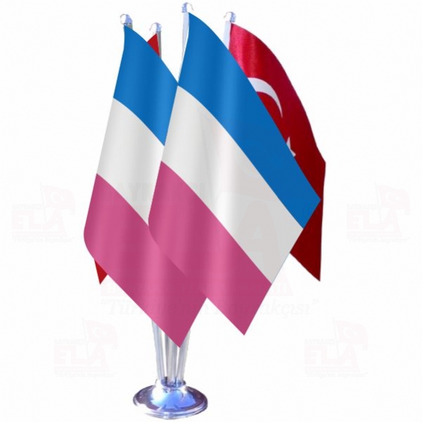Bandera heterosexual Dörtlü Özel Masa Bayrağı