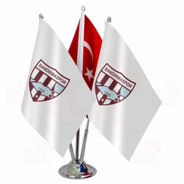 Bandırmaspor Logolu Üçlü Masa Bayrağı