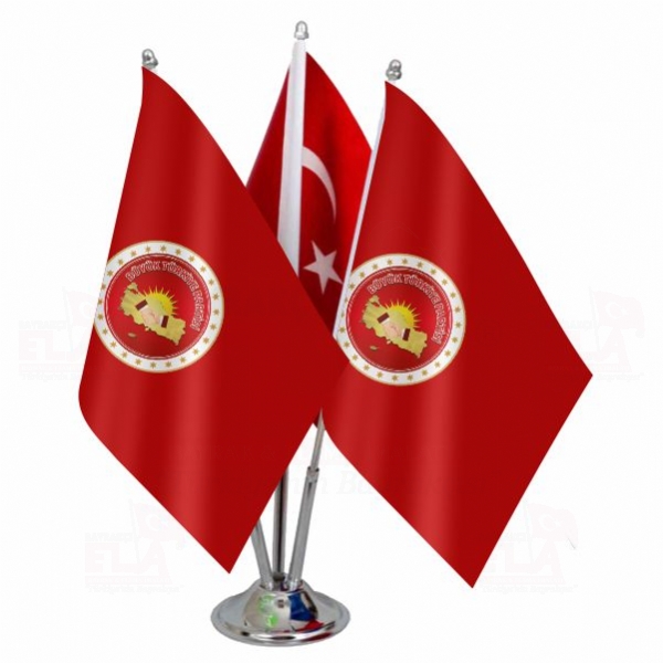 Büyük Türkiye Partisi Logolu Üçlü Masa Bayrağı