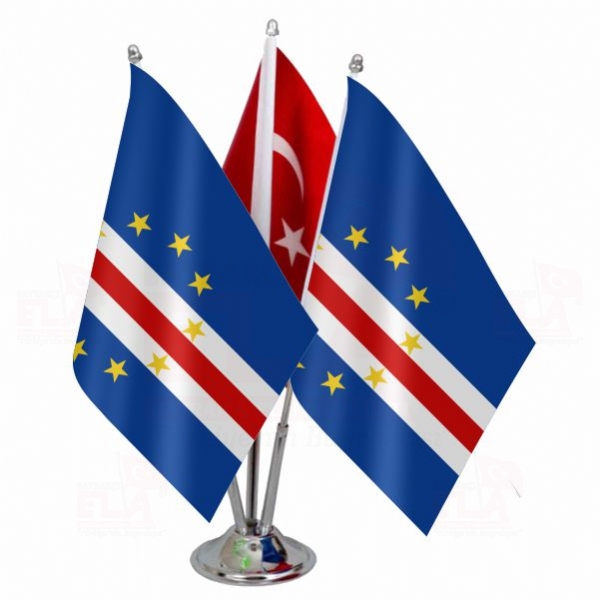 Cape Verde Logolu Üçlü Masa Bayrağı