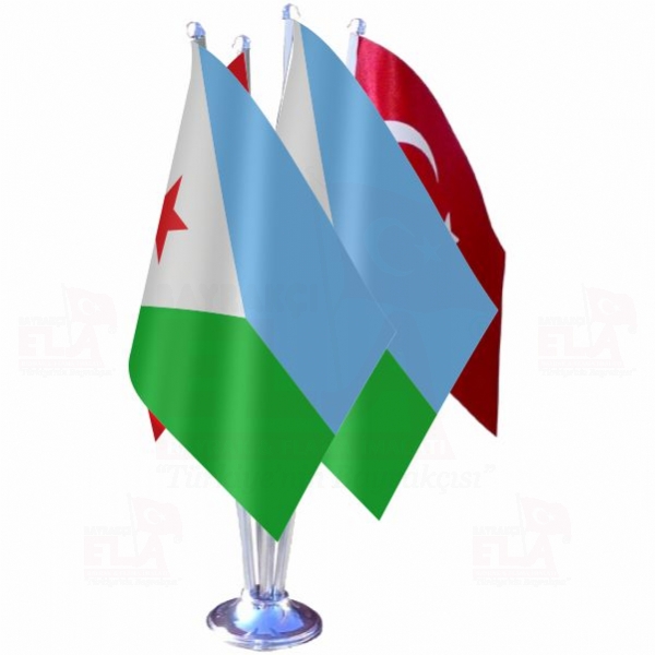 Cibuti Dörtlü Özel Masa Bayrağı
