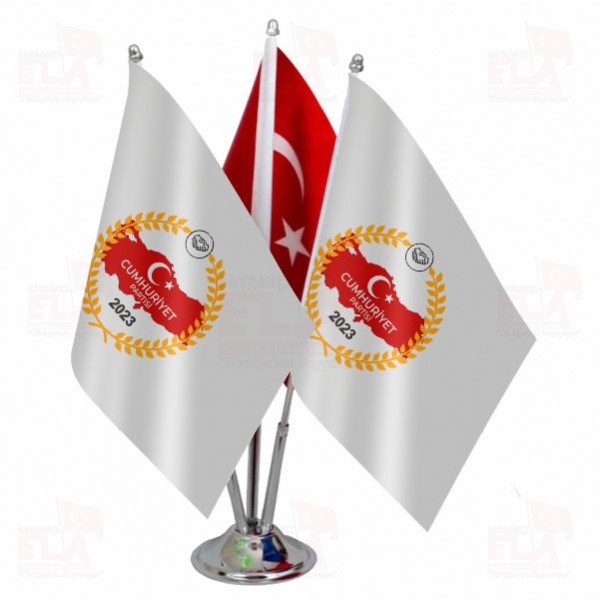 Cumhuriyet Partisi Logolu ��l� Masa Bayra��
