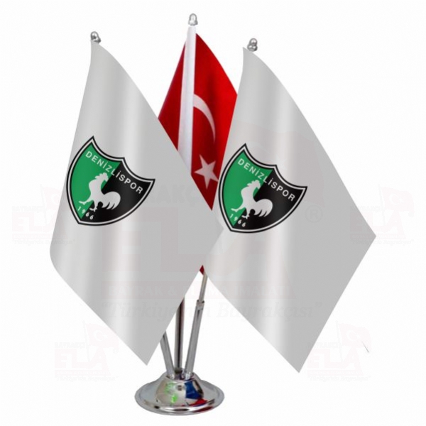 Denizlispor Logolu Üçlü Masa Bayrağı
