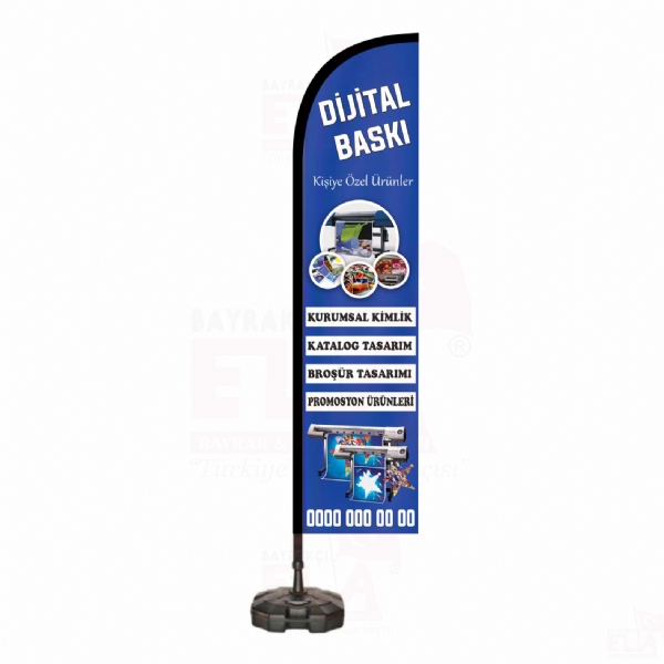 Dijital Bask� Plaj Bayra�� ve Yelken Bayra��