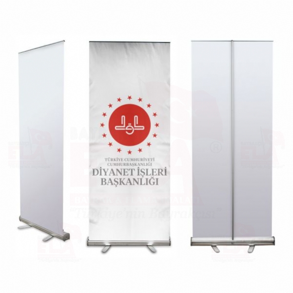 Diyanet ��leri Ba�kanl��� yaz�l� Beyaz Banner Roll Up