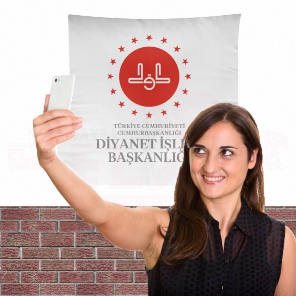 Diyanet ��leri Ba�kanl��� yaz�l� Beyaz Bez Arka Plan Manzara