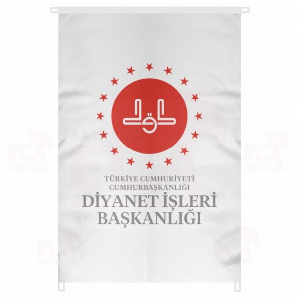Diyanet ��leri Ba�kanl��� yaz�l� Beyaz Bina Boyu Bayraklar