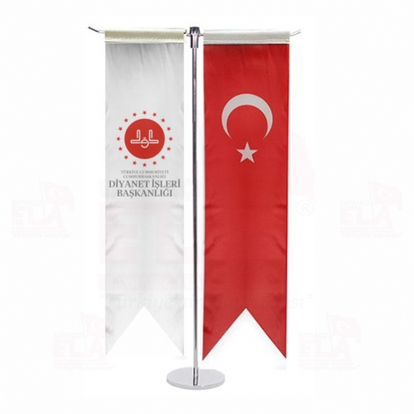 Diyanet ��leri Ba�kanl��� yaz�l� Beyaz T Masa Flamas�