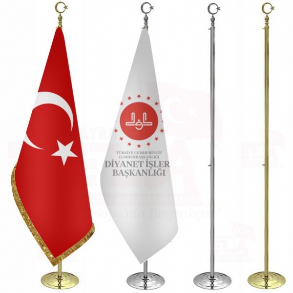 Diyanet ��leri Ba�kanl��� yaz�l� Beyaz Telal� Makam Bayra��