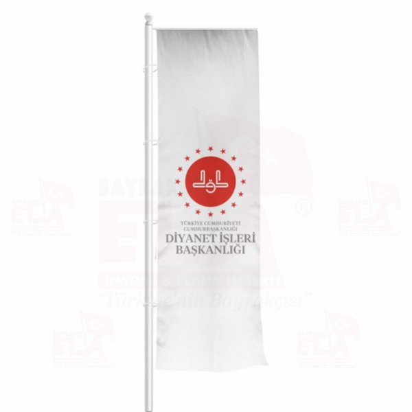 Diyanet ��leri Ba�kanl��� yaz�l� Beyaz Yatay �ekilen Flamalar ve Bayraklar