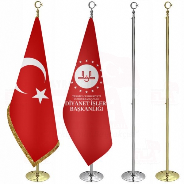 Diyanet ��leri Ba�kanl��� yaz�l� k�rm�z� Telal� Makam Bayra��