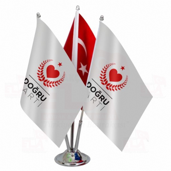 Doğru Parti Logolu Üçlü Masa Bayrağı