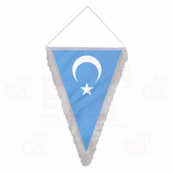 Doğu Türkistan Saçaklı Takdim Flamaları