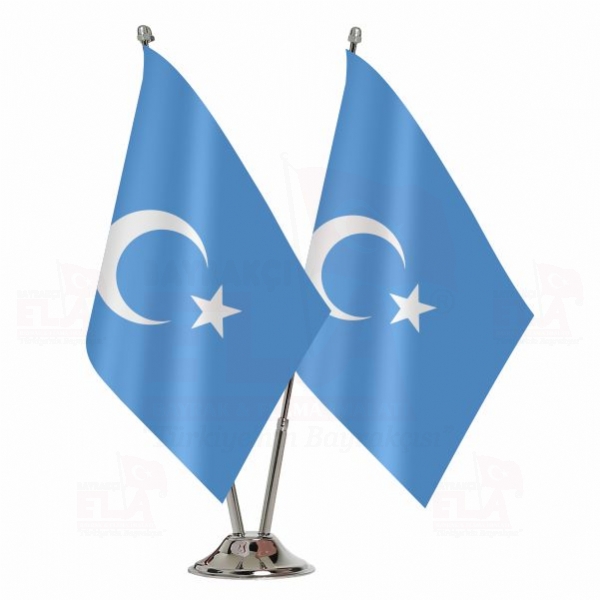 Doğu Türkistan İkili Masa Bayrağı