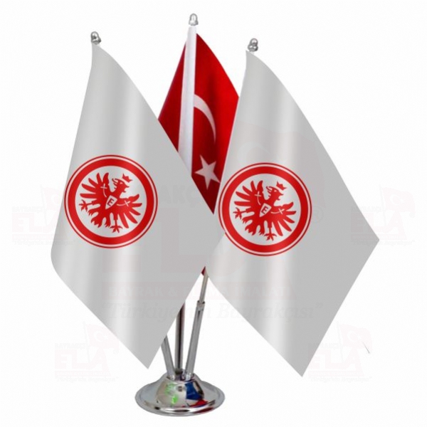 Eintracht Frankfurt Logolu Üçlü Masa Bayrağı