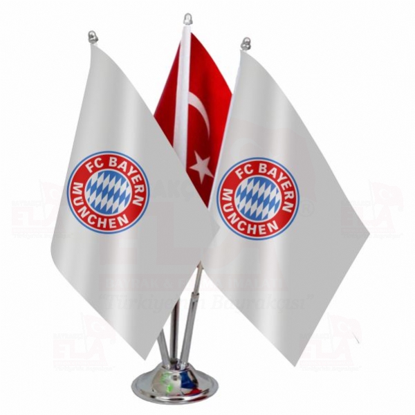 FC Bayern München Logolu Üçlü Masa Bayrağı