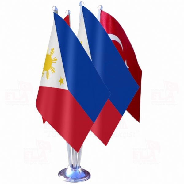 Filipinler Dörtlü Özel Masa Bayrağı