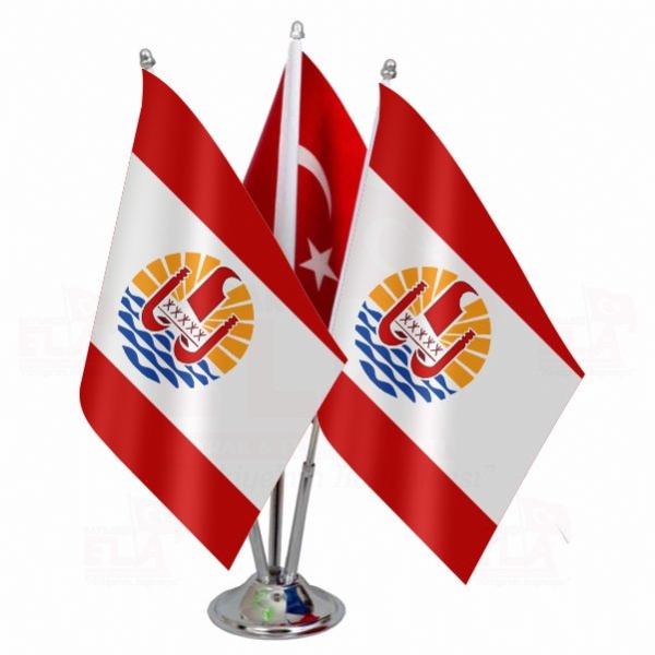 Frans�z Polinezyas� Logolu ��l� Masa Bayra��