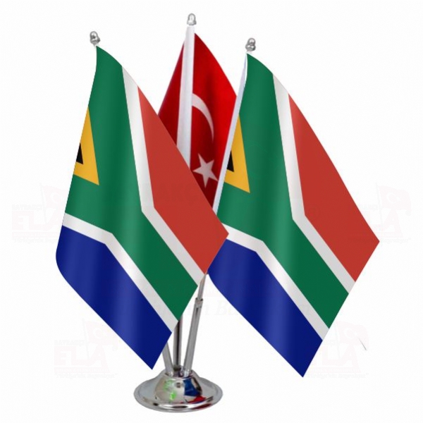 Güney Afrika Cumhuriyeti Logolu Üçlü Masa Bayrağı