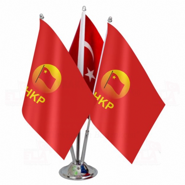 Halkın Kurtuluş Partisi Logolu Üçlü Masa Bayrağı
