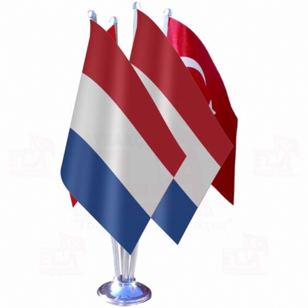 Hollanda Dörtlü Özel Masa Bayrağı