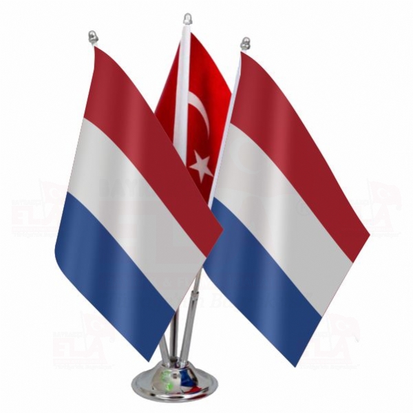 Hollanda Logolu Üçlü Masa Bayrağı