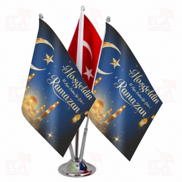 Ho�geldin 11 Ay�n Sultan� Ya �ehri Ramazan Logolu ��l� Masa Bayra��