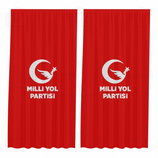 K�rm�z� Milli Yol Partisi Bask�l� G�ne�lik Perdeler