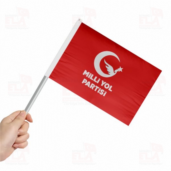 K�rm�z� Milli Yol Partisi Sopal� Bayrak ve Flamalar