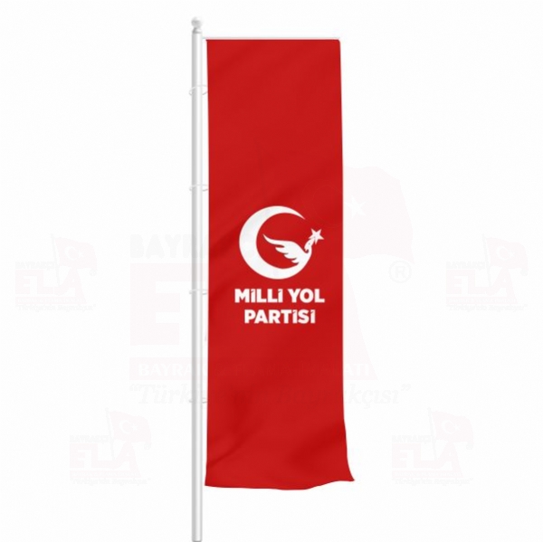 Kırmızı Milli Yol Partisi Yatay Çekilen Flamalar ve Bayraklar