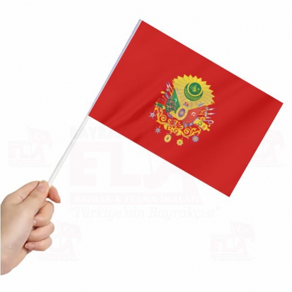 Kırmızı Osmanlı İmparatorluğu Arması Sopalı Bayrak ve Flamalar
