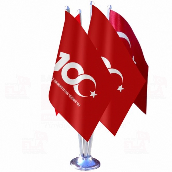 Krmz Trkiye Cumhuryetinin 100.Yl Drtl zel Masa Bayra