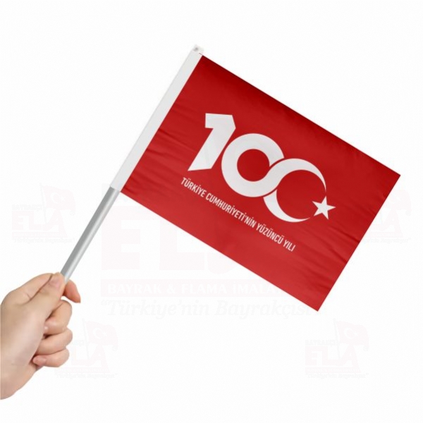 K�rm�z� T�rkiye Cumhuryetinin 100.Y�l� Sopal� Bayrak ve Flamalar