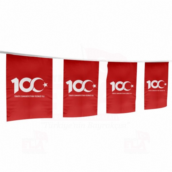 K�rm�z� T�rkiye Cumhuryetinin 100.Y�l� �pe Dizili Flamalar ve Bayraklar