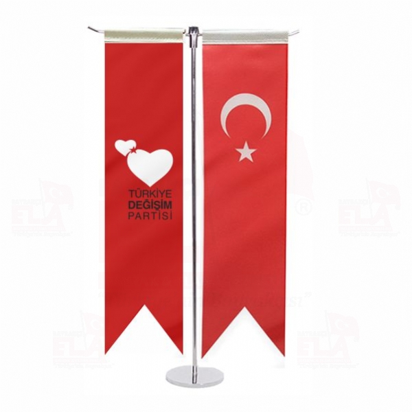 Kırmızı Türkiye Değişim Partisi T Masa Flaması