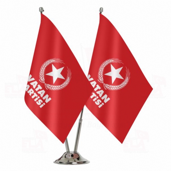 Kırmızı Vatan Partisi İkili Masa Bayrağı